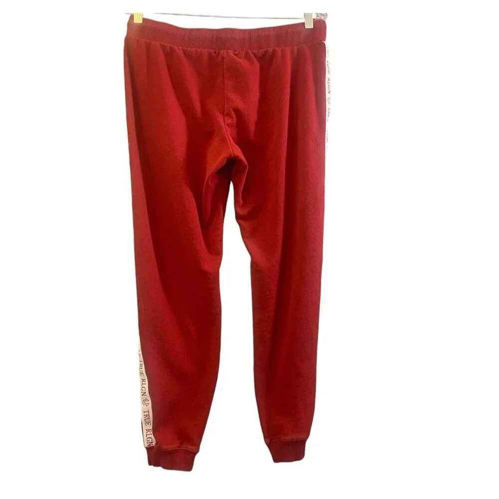 TRUE RELIGION Men Ticket Graphic Jogger Sweatpants Mid Rise Sz M Red Sports 3-37